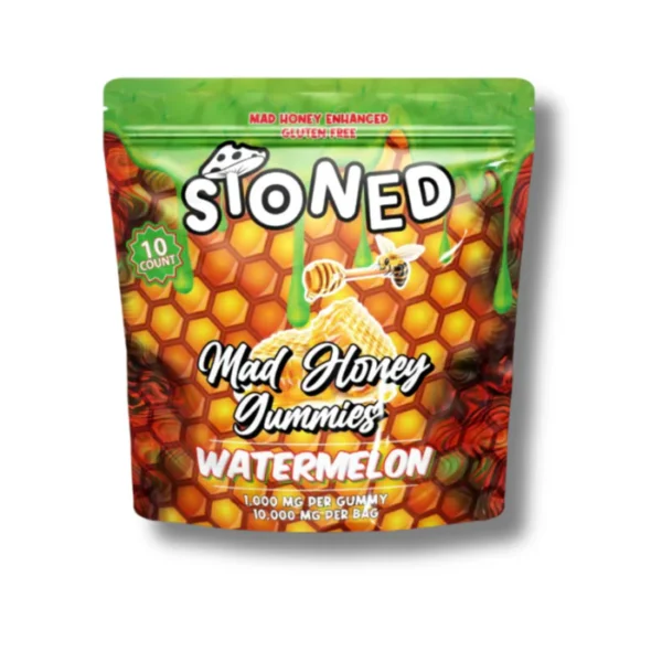 stoned mad honey mushroom gummies watermelon 10,000mg 10ct